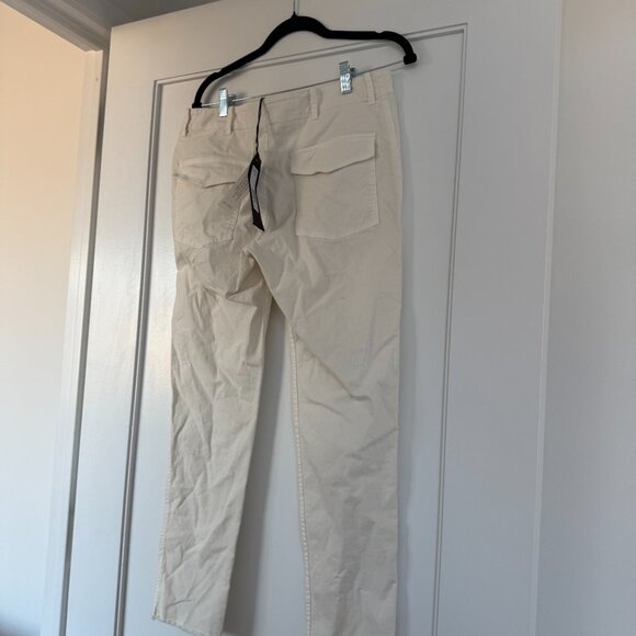 NWT Nili Lotan Jenna Cropped Twill Pants In Eggshell Raw Edge High Rise Sz 8 - Picture 6 of 7